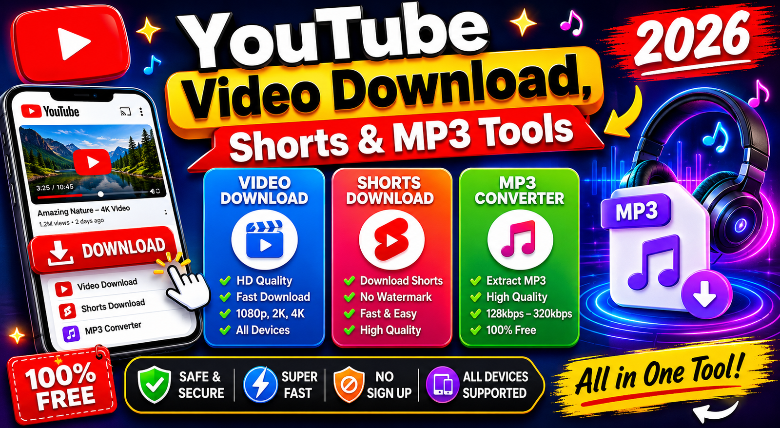 Read more about the article YouTube Video Download, Shorts & MP3 Tools 2026